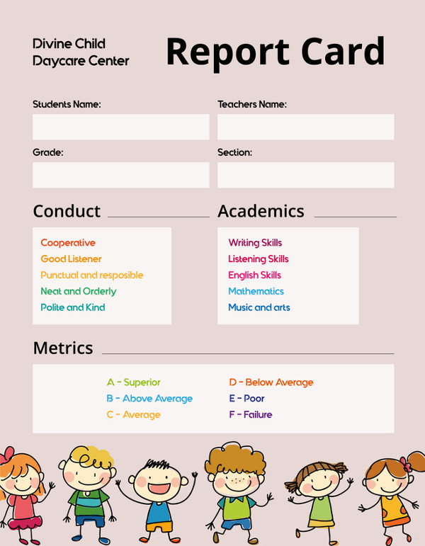 free-daycare-report-card-template