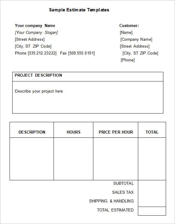 work estimate template illustrator free download