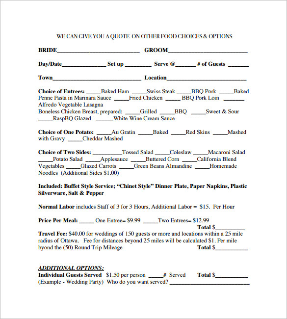 free download wedding catering contract template