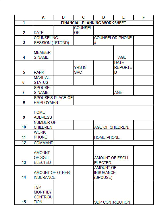 5 Financial Worksheet Templates Free Excel PDF Documents Download