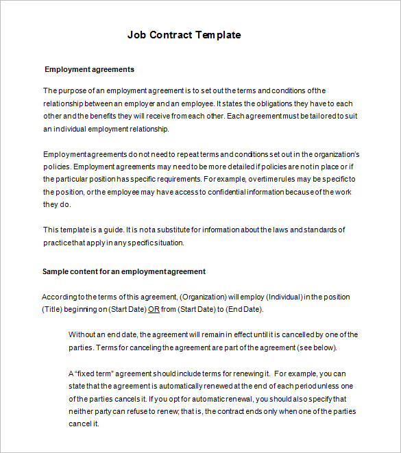 18 job contract templates word pages docs free premium templates