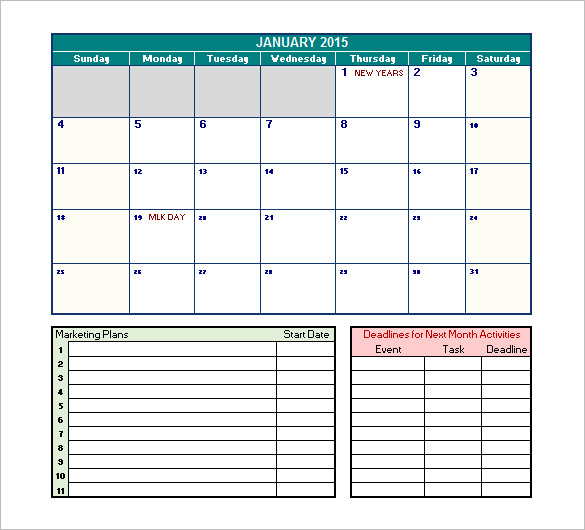 Office Calendar Templates 10 Free Printable PDF Excel And Word