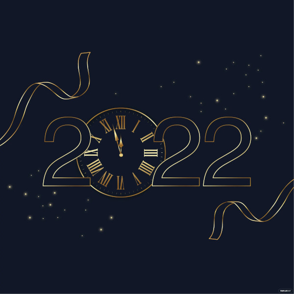 free new years clock design template