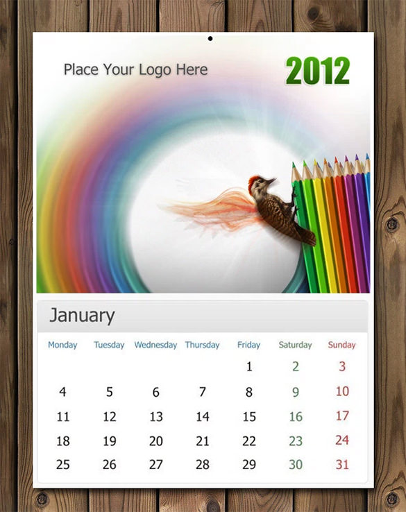 photoshop calendar template free download