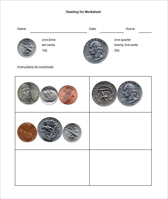 free printable money math worksheets