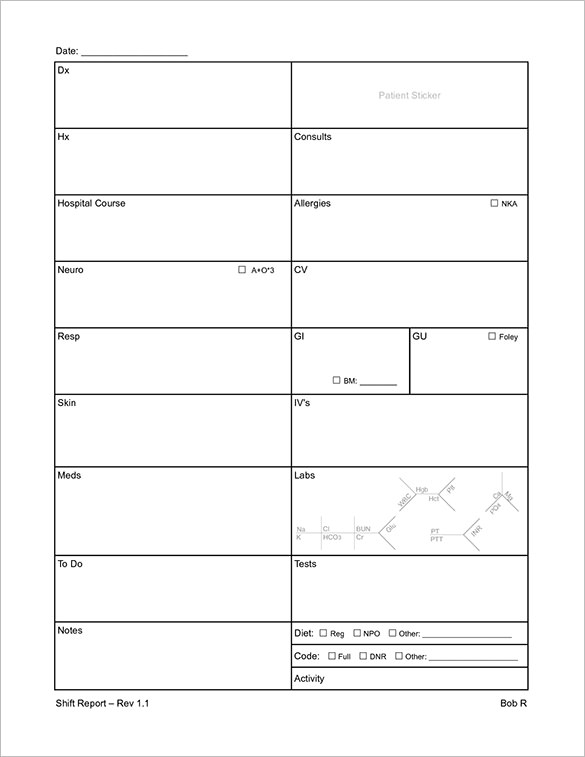 Nursing Shift Report Template Addictionary Like The Labs Nurse Brain 