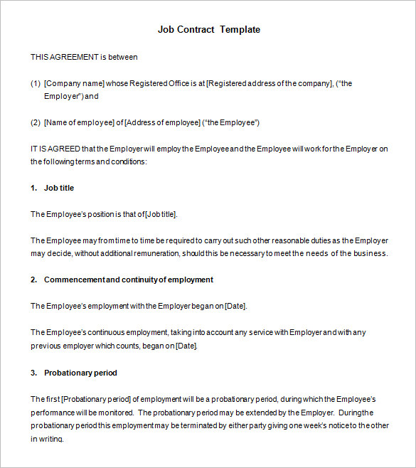 free sales job contract template download