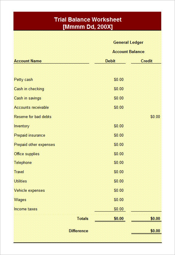 12+ Trial Balance Worksheet Templates Free Excel PDF Documents