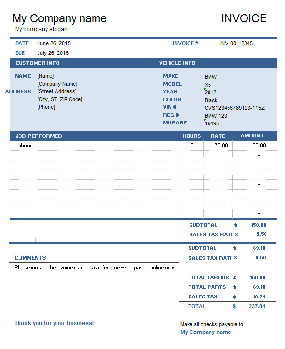 consultant billing template