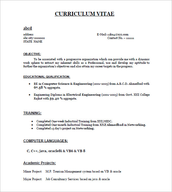 16+ Resume Templates for Freshers - PDF, DOC | Free ...