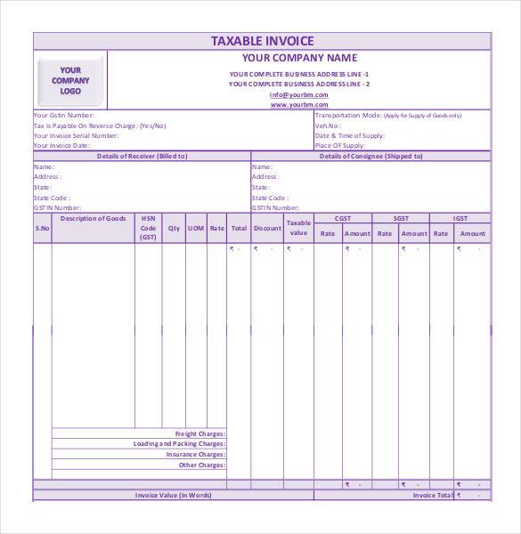 gst invoice format in pdf