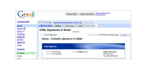 gmail linkedin email signatures
