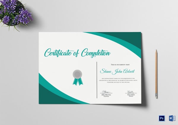 graduation completion certificate template word