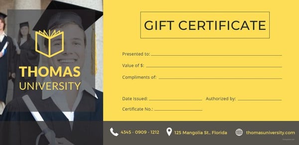 graduation gift certificate template