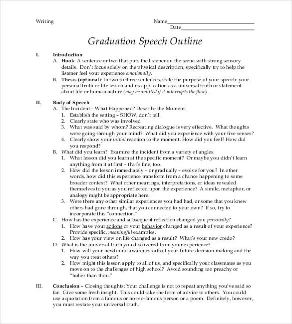 short speech outline template