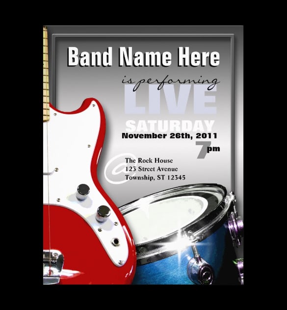 guitar drum red band free flyers template