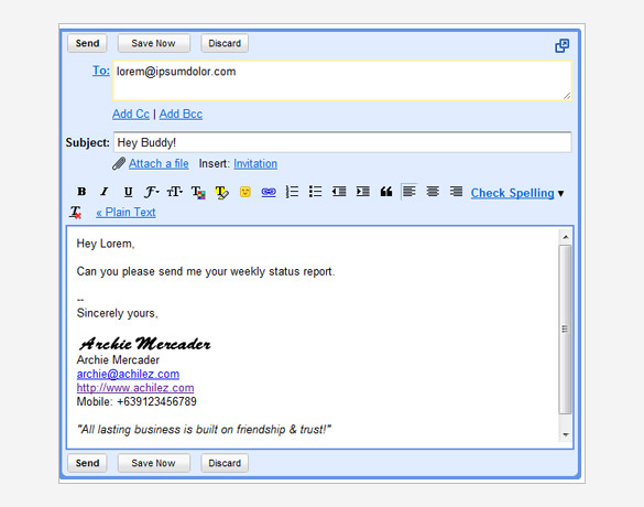 how to create custom email signature in gmail