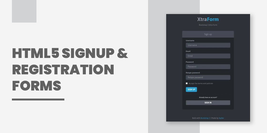 html5 signup registration forms – html css
