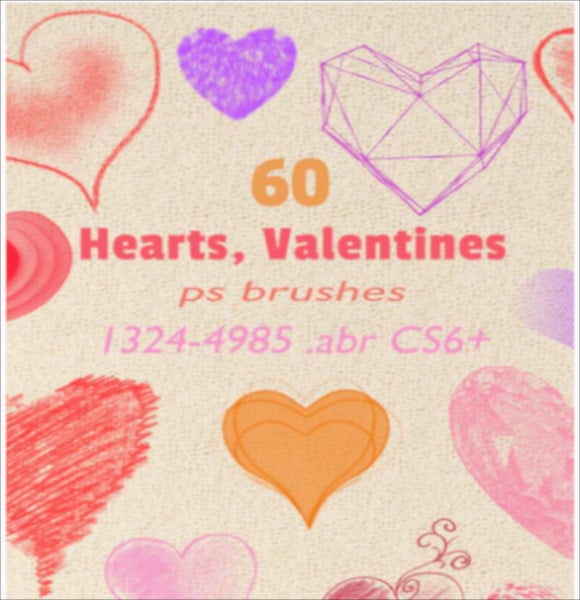hearts valentines brushes