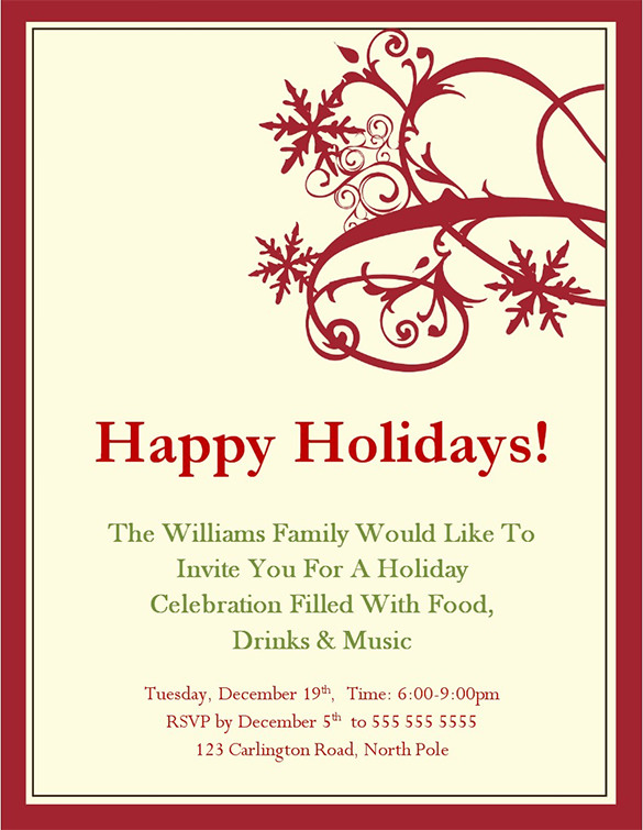 holiday invitation template free download