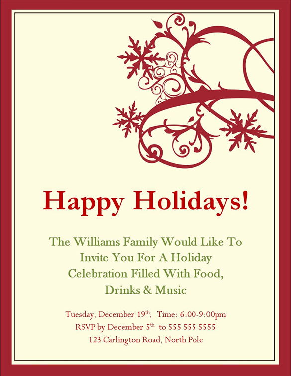 Electronic Holiday Invitation Templates Free 3