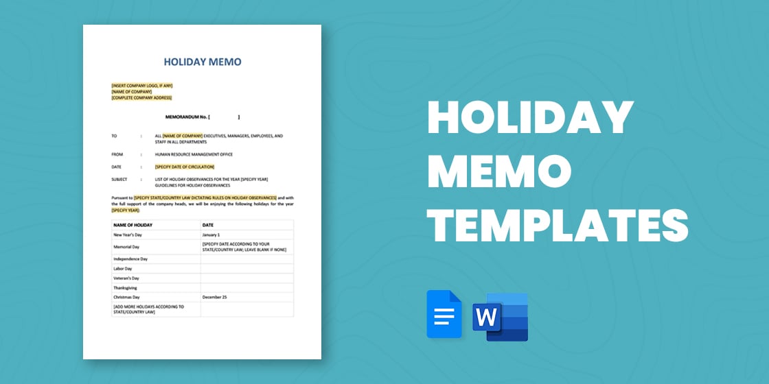 holiday memo templates – word documents download
