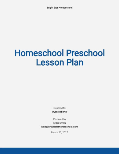 homeschool preschool lesson plan template