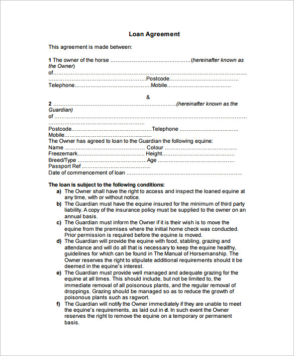 Loan Contract Template – 20+ Free Word, PDF Documents Download | Free ...