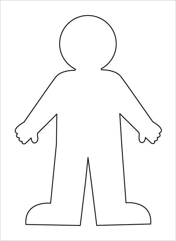 human body outline for kids template free download