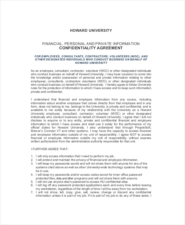 human resources confidentiality agreement for the company