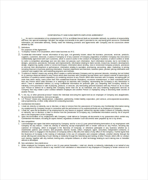 human resources employee confidentiality agreement