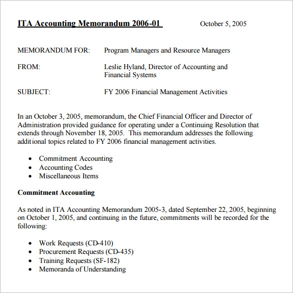 ita business accounting memo template in pdf