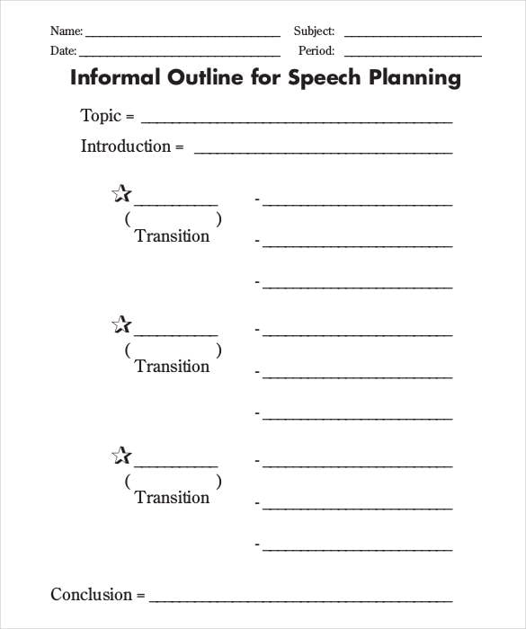 informal outline for speech planning