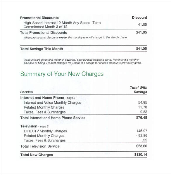 internet bill invoice sample in pdf format