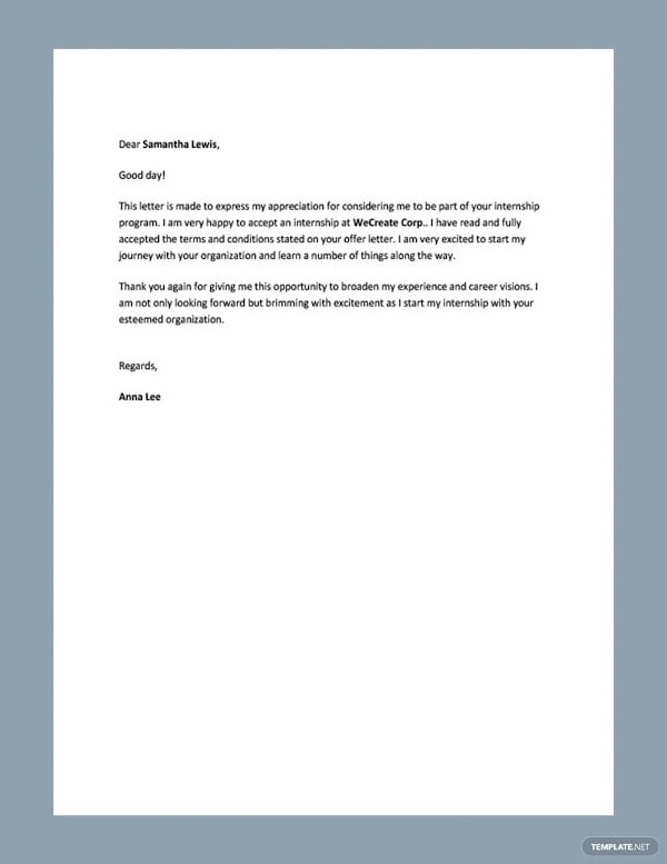 Internship Thank You Letter 13+ Free Word, Excel, PDF Format Download!