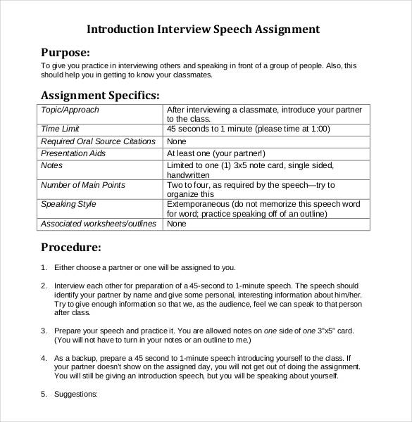 interview speech outline