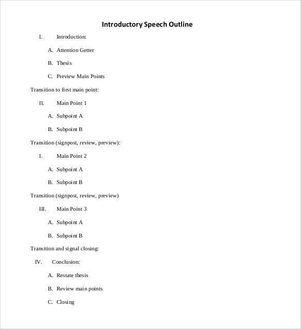 introductory speech outline