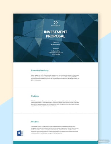 investment proposal sample template