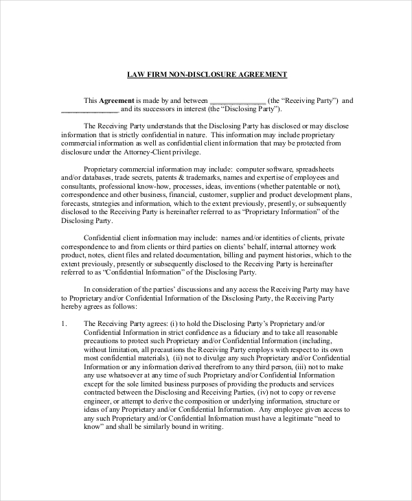 legal confidentiality agreement for advocate