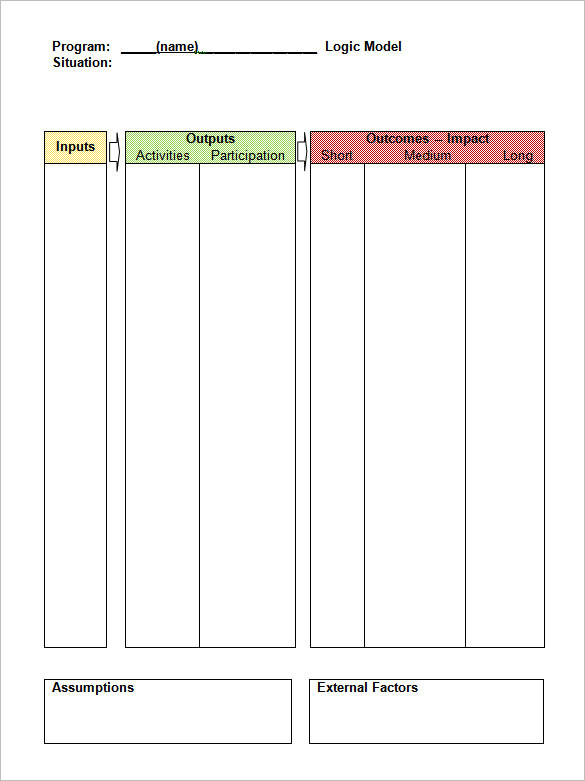 logic model table format word document