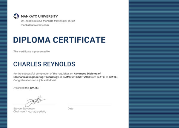 mechanical diploma certificate template1