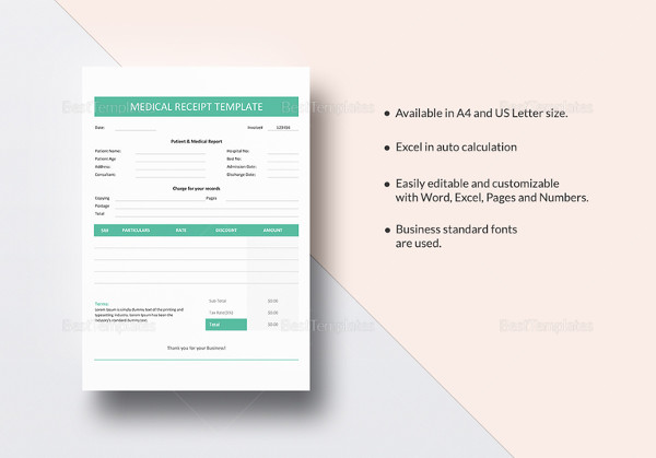 medical invoice receipt template