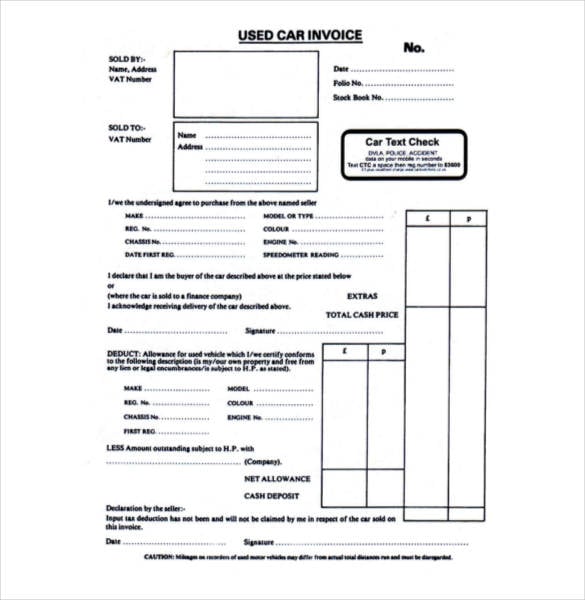 microsoft used car invoice