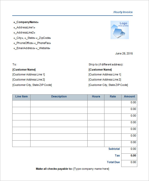 bill format in ms word