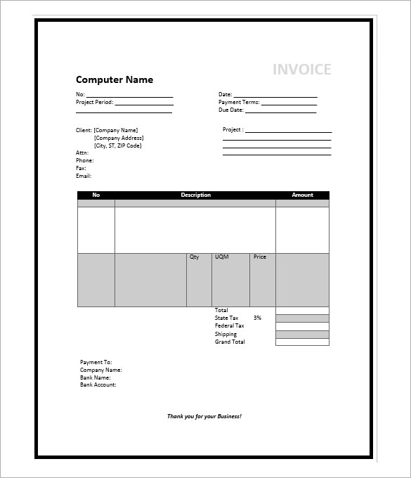 microsoft word 2007 invoice template