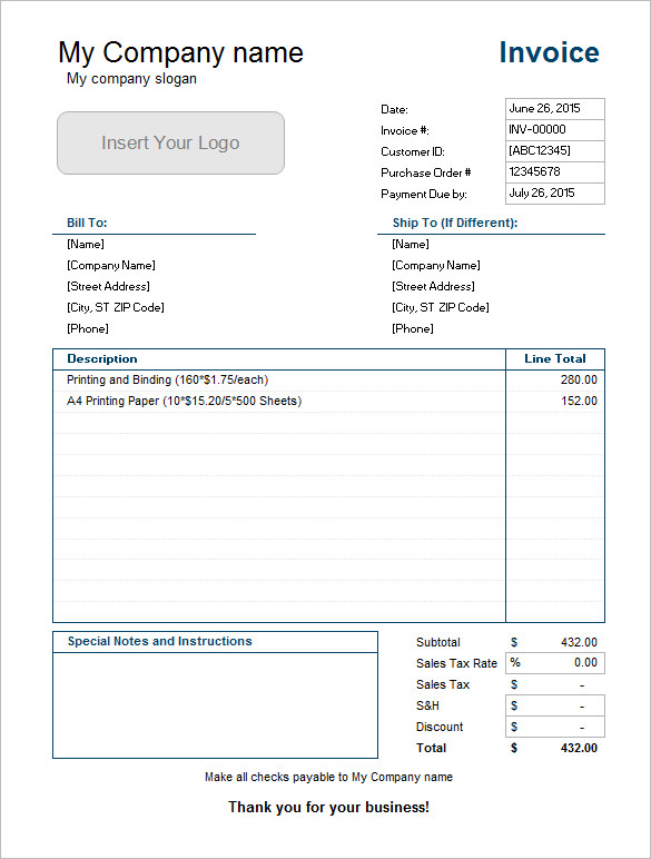 microsoft excel invoice templates