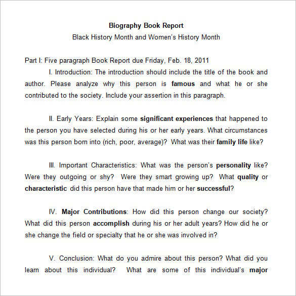 Middle School Book Report Template