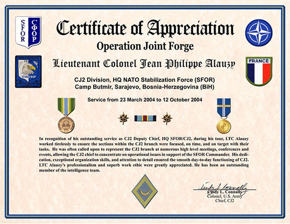 military award certificate template