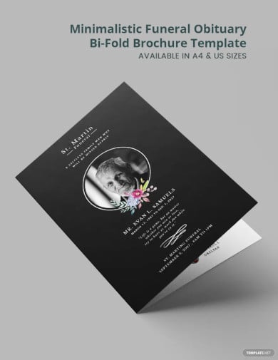 minimalistic funeral obituary brochure template