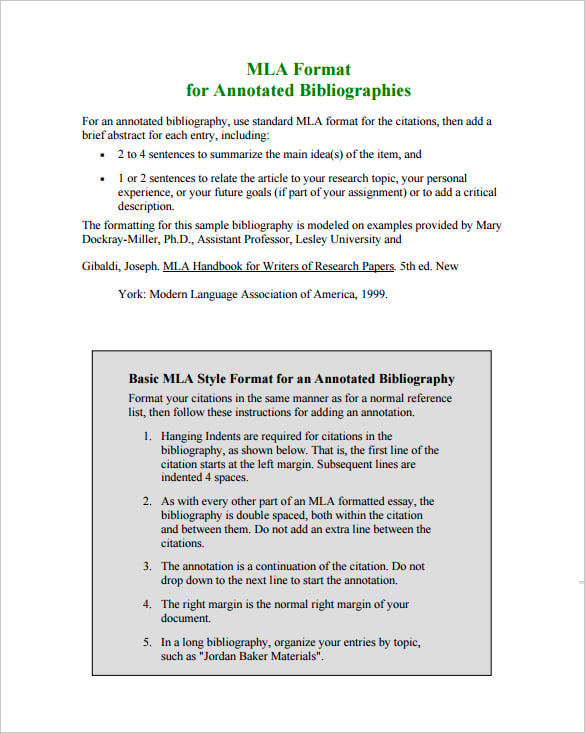 mla citation format annotated bibliography
